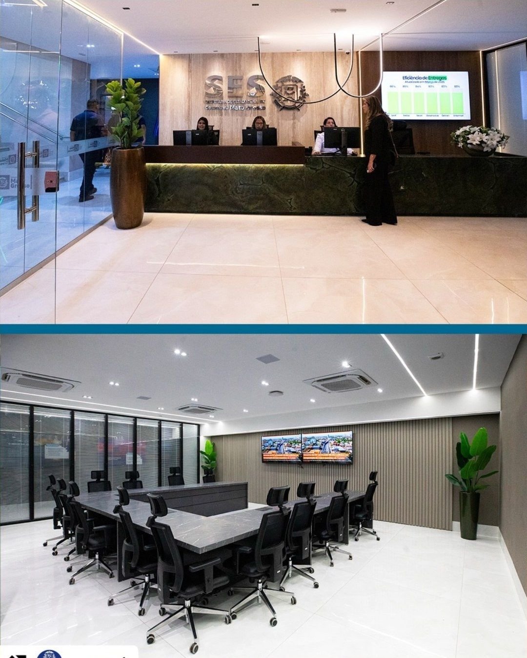 Recepção e sala de reunião: Obra institucional